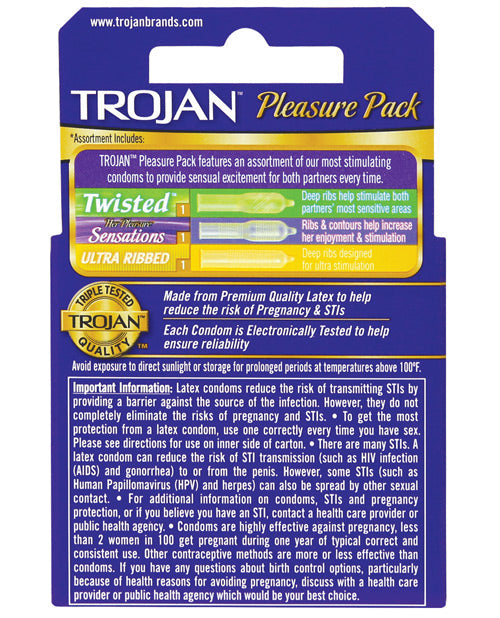 Trojan Pleasure Pack Kondome - Doos van 3