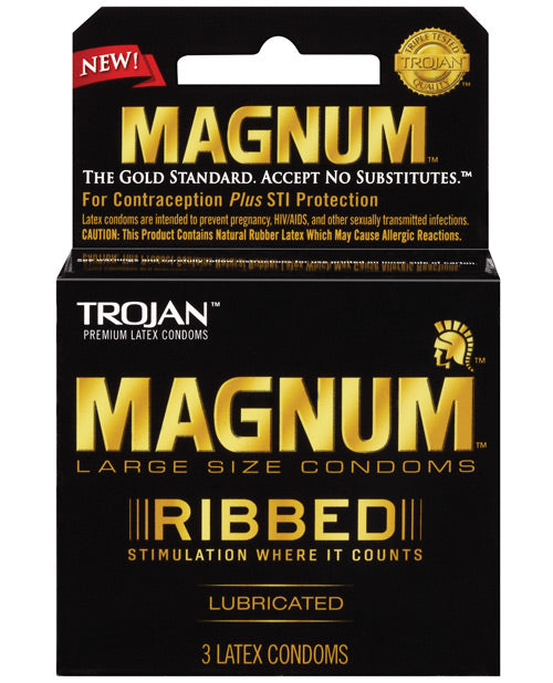 Préservatifs côtelés Trojan Magnum - Boîte de 3
