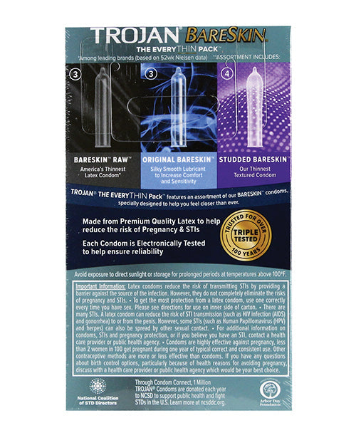 Préservatifs Trojan BareSkin EveryTHIN - Lot de 10