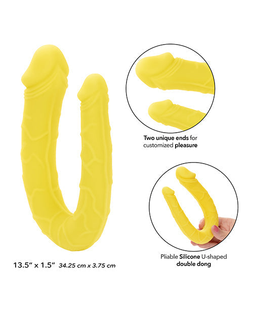Gode réaliste AC-DC sans limites | Double gode 13,5 pouces | Grand gode jaune | Gode géant