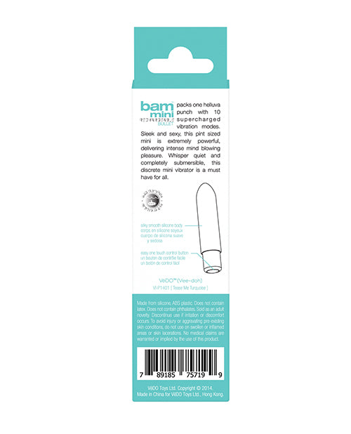 VeDO Bam Mini Rechargeable Bullet Vibe - Turquoise