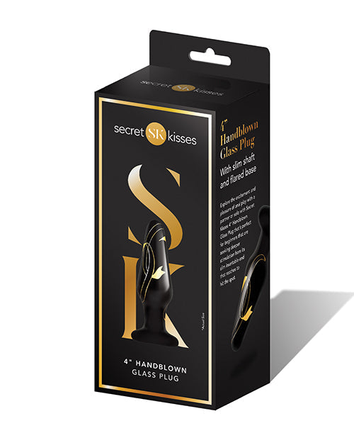 Secret Kisses 4" Handgeblaasde Glasprop - Swart/Goud