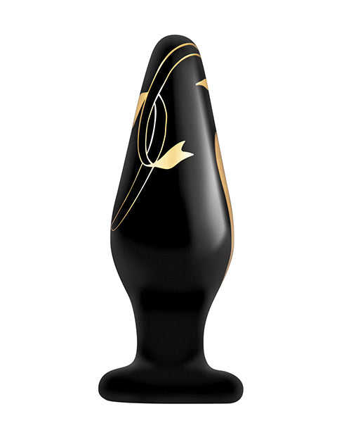 Secret Kisses 4.5" Handgeblaasde Breë Glasprop - Swart/Goud