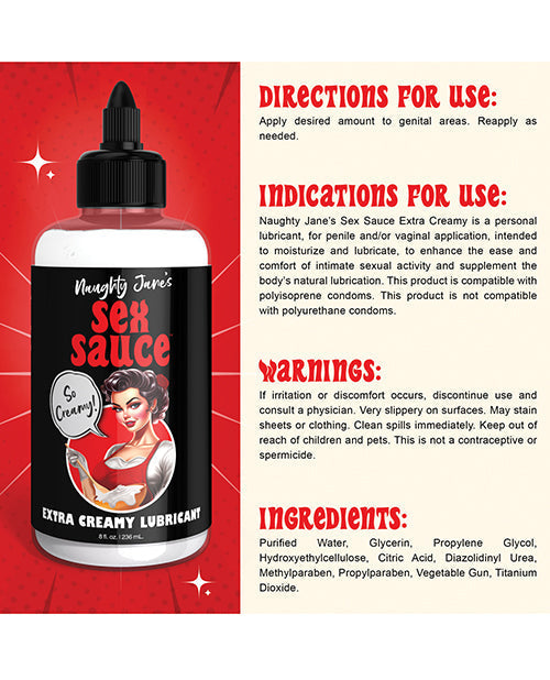 Lubrifiant extra crémeux Sex Sauce de Naughty Jane - 227 g