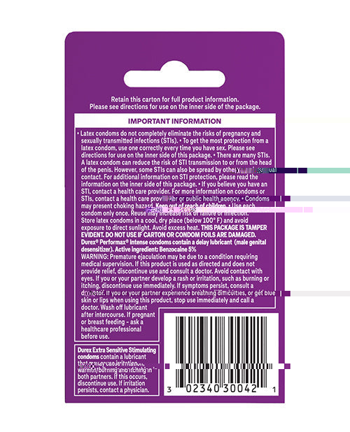 Pack Plaisir Préservatifs Durex - Boîte de 3