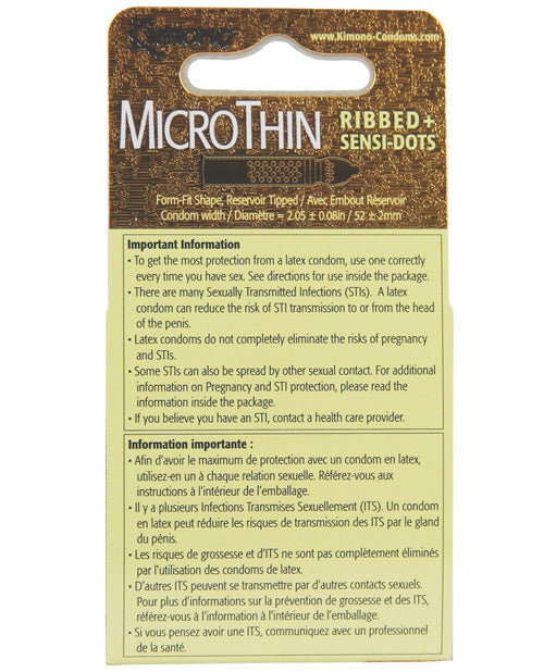 Préservatifs Kimono texturés côtelés et à pois Sensi - Boîte de 3