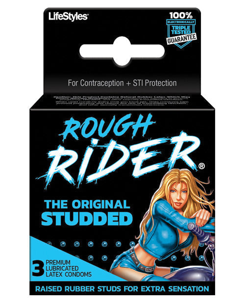 Pack de 3 préservatifs cloutés Lifestyles Rough Rider