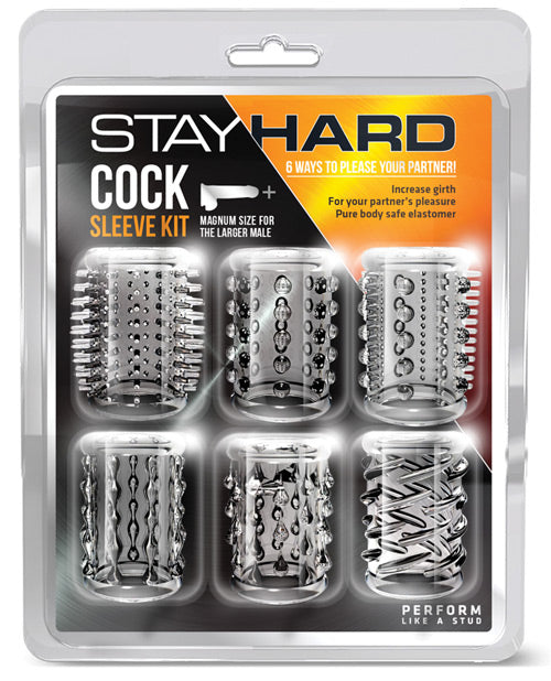 Kit de manchons pour pénis Blush Stay Hard - Boîte transparente de 6