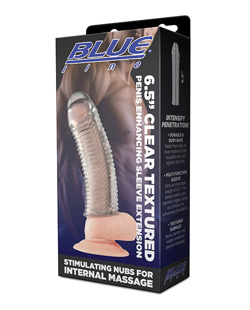 Extension de gaine pour pénis texturée Blue Line C &amp; B 6,5" - Transparente