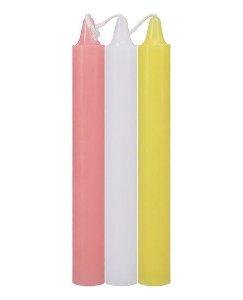 Bougies japonaises goutte à goutte - Lot de 3, rose/blanc/jaune