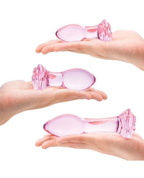 Glas 3-stuk Rosebud Anale Plug Stel - Pienk