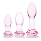 Glas 3-stuk Rosebud Anale Plug Stel - Pienk