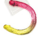 Skakerings Reuse Dildo | Jelly TPR Realistiese Dildo | Gradiënt Dubbele Dildo | Geel Pienk Dildo