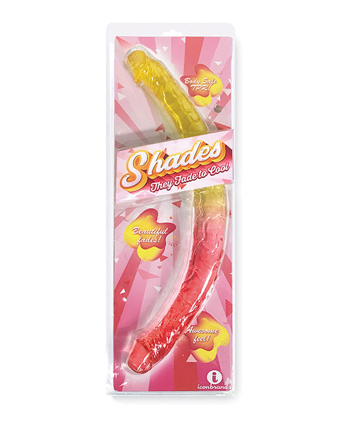Skakerings Reuse Dildo | Jelly TPR Realistiese Dildo | Gradiënt Dubbele Dildo | Geel Pienk Dildo