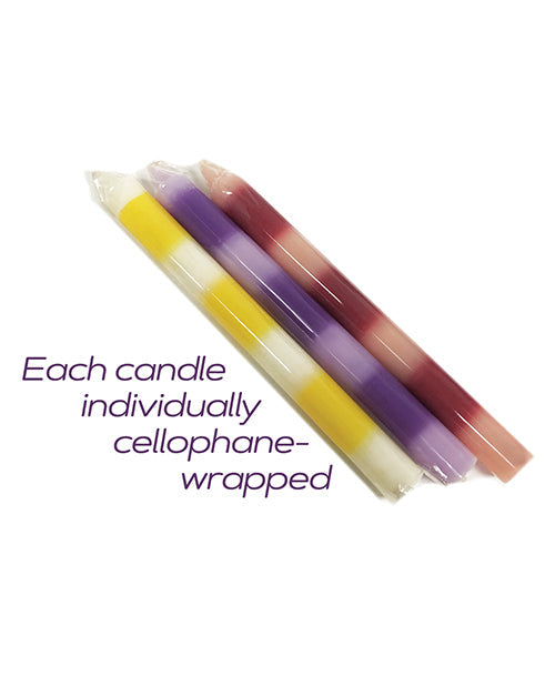 Bougies chaudes sensuelles Make Me Melt de 9's - Pastellines Stripes, lot de 3