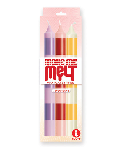 Bougies chaudes sensuelles Make Me Melt de 9's - Pastellines Stripes, lot de 3