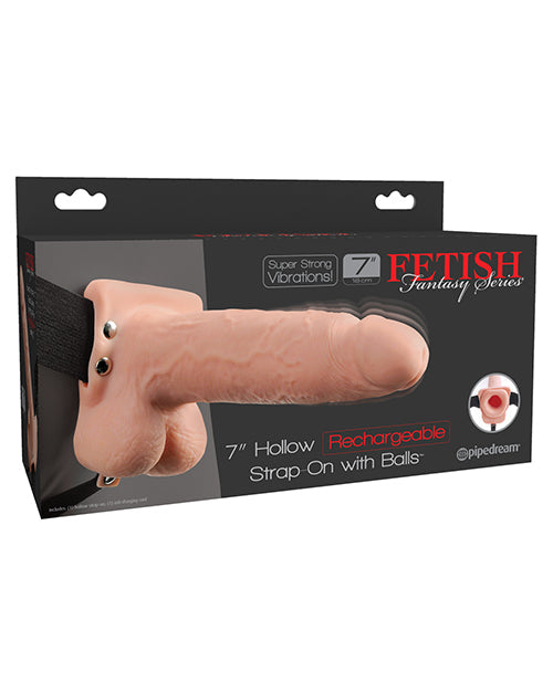 Gode ​​ceinture rechargeable creux Fetish Fantasy Series 7" avec testicules - Chair