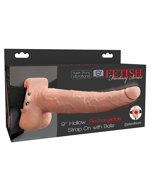 Gode ​​ceinture rechargeable Fetish Fantasy Series 9" avec testicules - Chair
