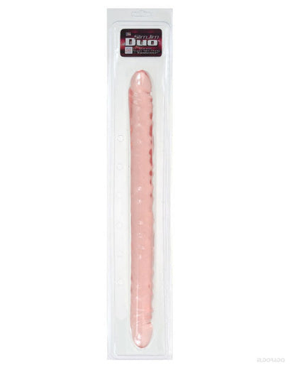 17" Groot Dildo | Slim Jim Duo Reuse Dildo | Geaderde Realistiese Dildo | Deurskynende Gel Pienk Dildo