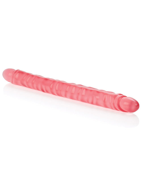 17" Groot Dildo | Slim Jim Duo Reuse Dildo | Geaderde Realistiese Dildo | Deurskynende Gel Pienk Dildo
