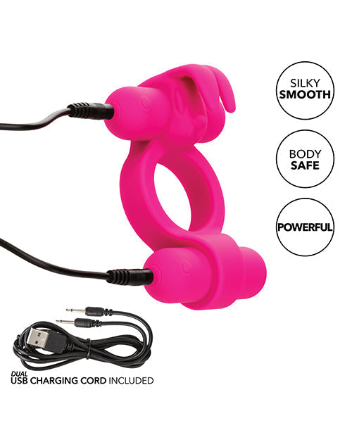 Stimulateur de couple rechargeable en silicone Rockin' Rabbit - Fuchsia