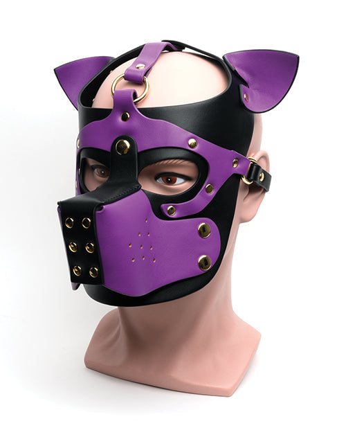 Cagoule Bondage Pup 665 - Noir/Violet