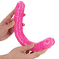 Shots RealRock 15" Groot Dildo | Neonpienk Reuse Dildo | Gloei in die Donker Dubbelzijdige Dildo