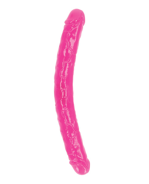 Gode ​​Shots RealRock 15" | Gode géant rose fluo | Gode double face phosphorescent