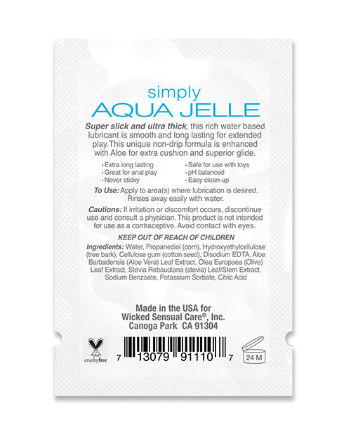 Lubrifiant à base d'eau Wicked Sensual Care Simply Aqua Jelle - 0,1 oz