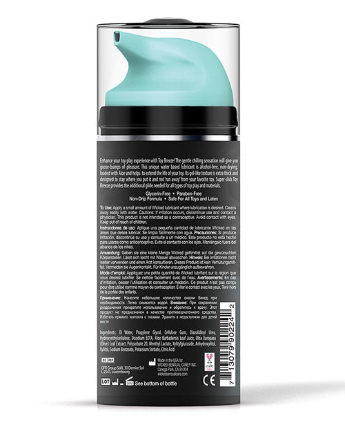 Lubrifiant rafraîchissant à base d'eau Wicked Sensual Care Toy Breeze - 95 ml