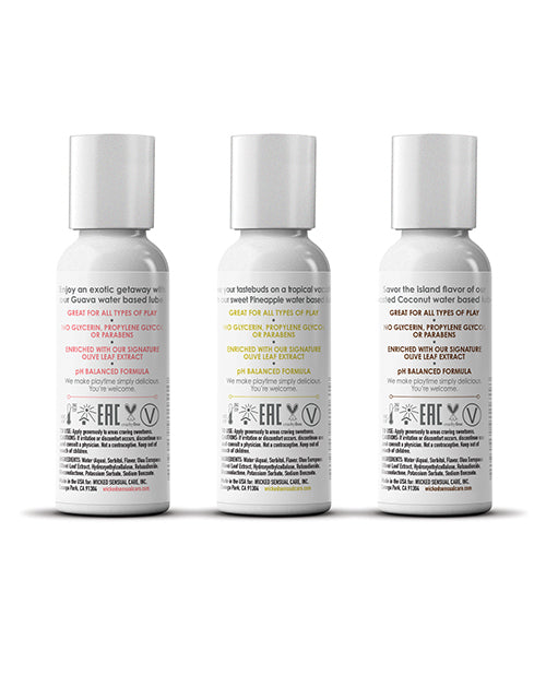 Wicked Sensual Care Tropical Trio Reisgrootte Gegeurde Smeermiddels - 1 oz Bottels